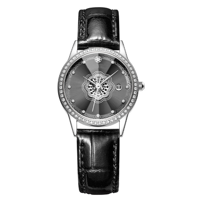 Movimento Diamond Encrusted Watch das senhoras Diamond Studded Watches Leather Quartz