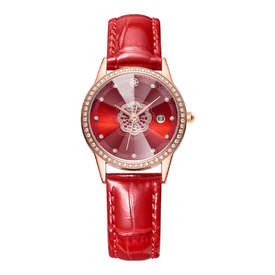 Movimento Diamond Encrusted Watch das senhoras Diamond Studded Watches Leather Quartz