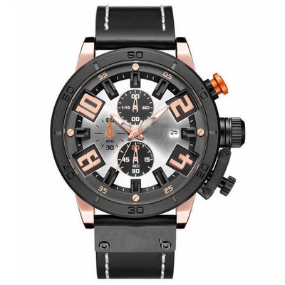 Relógio versátil do esporte de Pin Buckle Alloy Case Chronos dos relógios da correia de couro dos homens