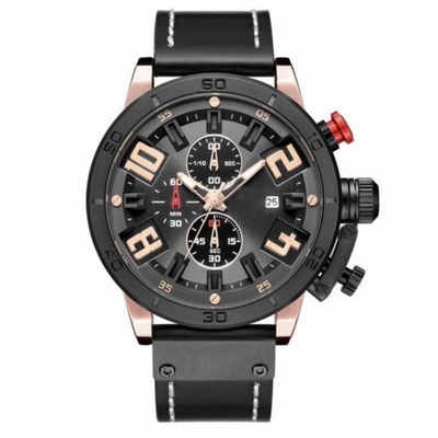 Relógio versátil do esporte de Pin Buckle Alloy Case Chronos dos relógios da correia de couro dos homens
