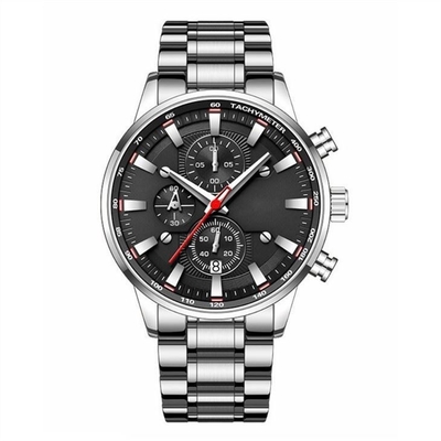 Relógio impermeável Multifunction dos homens da fita de aço dos relógios 30m de S de Sapphire Glass Mirror Men '