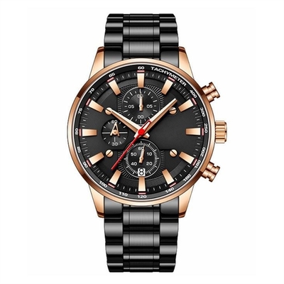 Relógio impermeável Multifunction dos homens da fita de aço dos relógios 30m de S de Sapphire Glass Mirror Men '