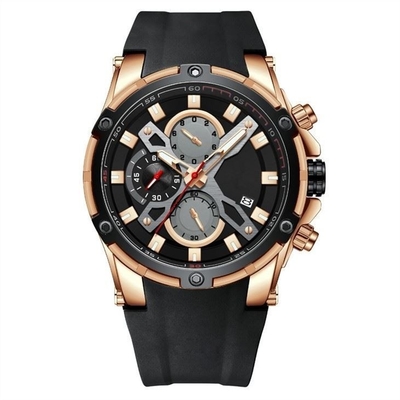 Relógios esportivos de liga de quartzo masculinos casuais multifuncionais Chrono Silicone 3ATM