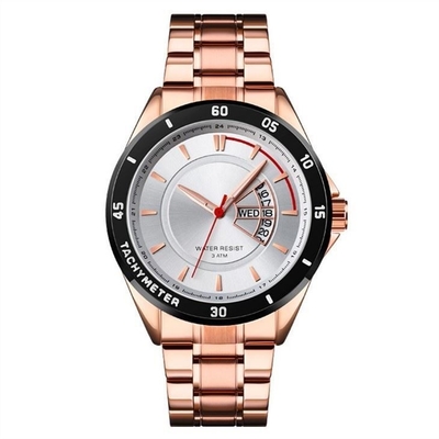 Luxo de aço inoxidável dos homens do bracelete do relógio de pulso 220mm de quartzo do calendário