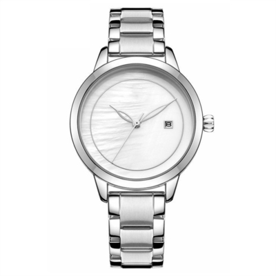 Relógio de pulso feminino de aço inoxidável quartzo metal para senhoras moda simples