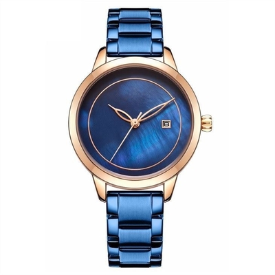 Relógio de pulso feminino de aço inoxidável quartzo metal para senhoras moda simples