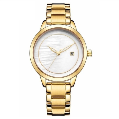 Relógio de pulso feminino de aço inoxidável quartzo metal para senhoras moda simples