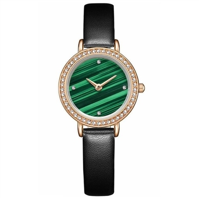 Malaquite genuína de Diamond Quartz Watch Green Ladies da moldura das mulheres