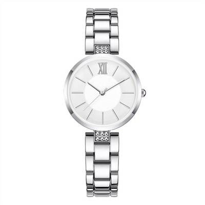 Relógio de aço inoxidável Diamond Metal Mesh Watch Band da correia do movimento de quartzo