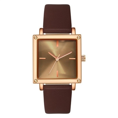 Seletor de couro/de Mesh Strap Women Quartz Wrist relógio 30M Life Waterproof Square não da escala