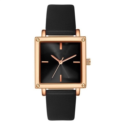 Seletor de couro/de Mesh Strap Women Quartz Wrist relógio 30M Life Waterproof Square não da escala