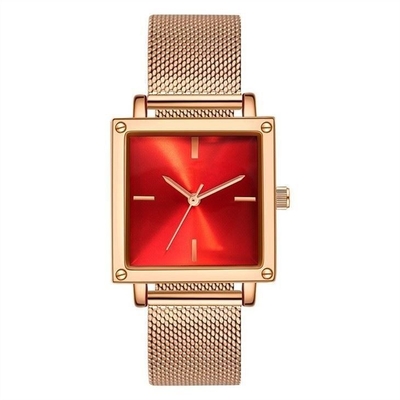 Seletor de couro/de Mesh Strap Women Quartz Wrist relógio 30M Life Waterproof Square não da escala