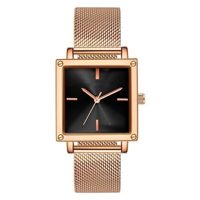 Seletor de couro/de Mesh Strap Women Quartz Wrist relógio 30M Life Waterproof Square não da escala