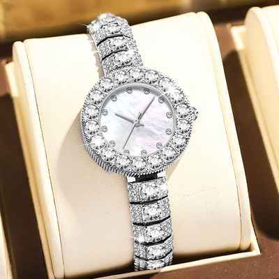 Forme a mulheres luxuosas claras o relógio de pulso de quartzo com Diamond Waterproof