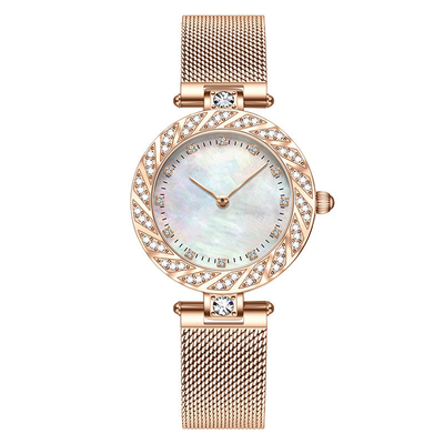 Broca Mesh Belt Ladies Watch de Diamond Fashion Wrist Watch Bezel