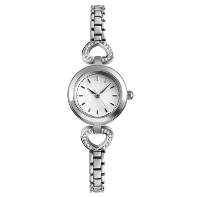 Relógio de pulso de aço inoxidável de moedura fino Diamond Encrusted Dial de quartzo