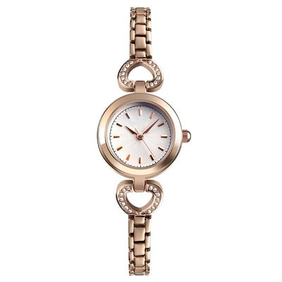 Relógio de pulso de aço inoxidável de moedura fino Diamond Encrusted Dial de quartzo