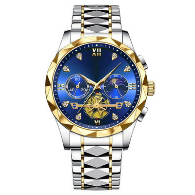 Relógio de pulso de metal com estilo e função na moda