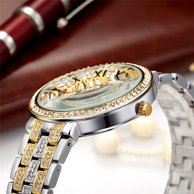 10bar Diamond Watch Womens de prata impermeável, PC21 ouro branco Diamond Watch