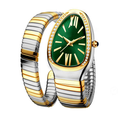 Serpentine Female Chain Wrist Watches, quartzo Movt Diamond Watch genuíno do ODM
