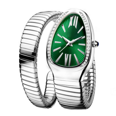 Serpentine Female Chain Wrist Watches, quartzo Movt Diamond Watch genuíno do ODM