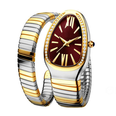 Serpentine Female Chain Wrist Watches, quartzo Movt Diamond Watch genuíno do ODM