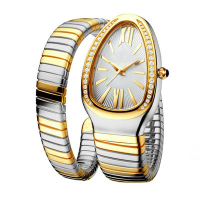 Serpentine Female Chain Wrist Watches, quartzo Movt Diamond Watch genuíno do ODM
