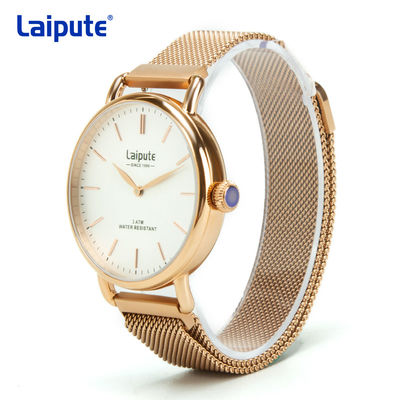 Relógio de pulso Laipute de Rose Gold Stainless Steel Quartz opaco