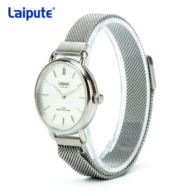 Senhoras de aço inoxidável Wearproof do relógio do bracelete do relógio de pulso de quartzo 50*27*28cm