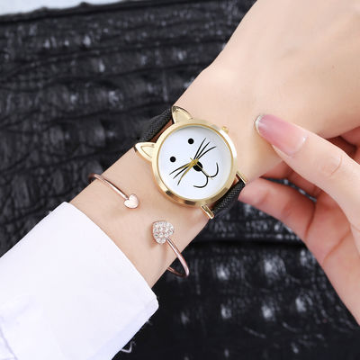 As crianças de quartzo de ROHS olham, material da liga do peso de Cat Face Quartz Watch 35g