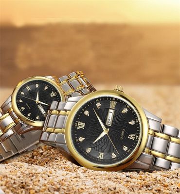 Relógio impermeável de quartzo dos pares 5ATM, Sandproof Diamond Couple Watches