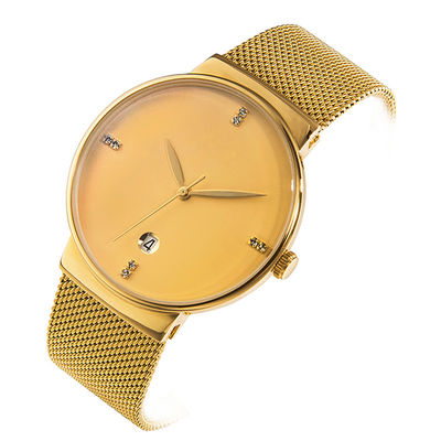 o quartzo de aço da tampa 316L traseira olha inoxidável, ouro Tone Stainless Steel Watch