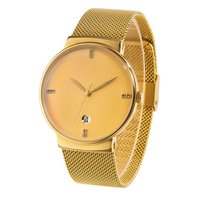 o quartzo de aço da tampa 316L traseira olha inoxidável, ouro Tone Stainless Steel Watch