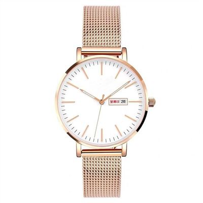 Relógio 3BAR 3Needles Waterresistant de Rose Gold Women Quartz Wrist