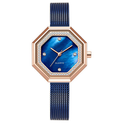 Aço impermeável excelente Mesh Belt de Diamond Female Watch Japanese Movement