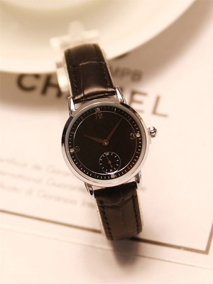 Relógio Diamond Quartz Watch genuíno dos pares de quartzo da faixa do couro de Brown