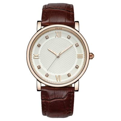 Relógio análogo de quartzo do negócio de Diamond Dial Couple Watch Genuine da forma