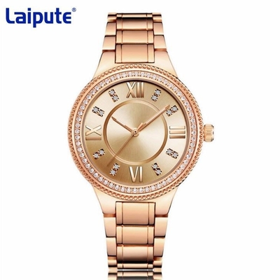 Correia de Diamond Set Steel Belt 20cm do relógio de pulso de quartzo das mulheres do caso de Aolly