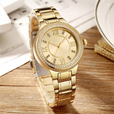 Correia de Diamond Set Steel Belt 20cm do relógio de pulso de quartzo das mulheres do caso de Aolly