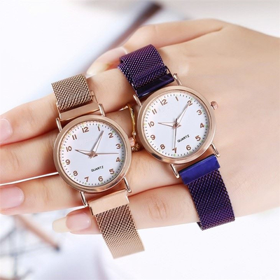 Coroa do impulso da caixa do relógio 29mm de Milan Magnetic Strap Women Quartz