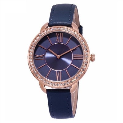 couro 2035 do movimento de Diamond Quartz Watch do seletor de 9.8mm Encrusted