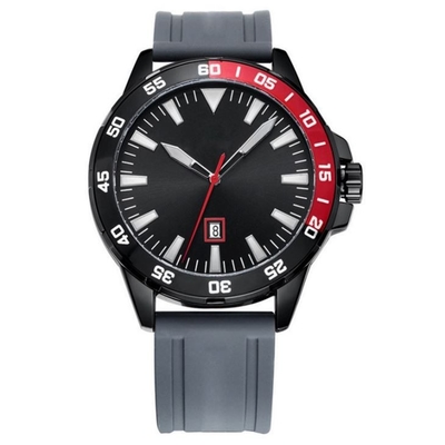 movimento de quartzo do relógio 3ATM do homem do esporte do silicone da correia de 252mm com moldura