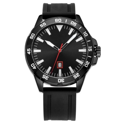 movimento de quartzo do relógio 3ATM do homem do esporte do silicone da correia de 252mm com moldura