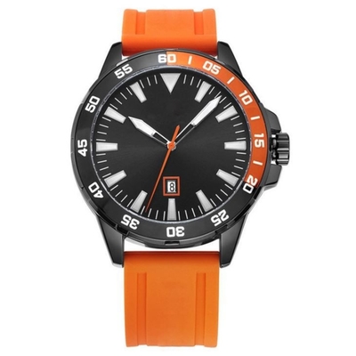 movimento de quartzo do relógio 3ATM do homem do esporte do silicone da correia de 252mm com moldura
