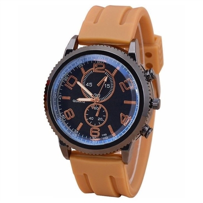Seletor da correia 48mm do silicone dos homens dos esportes do relógio de quartzo dos pares da faixa do silicone