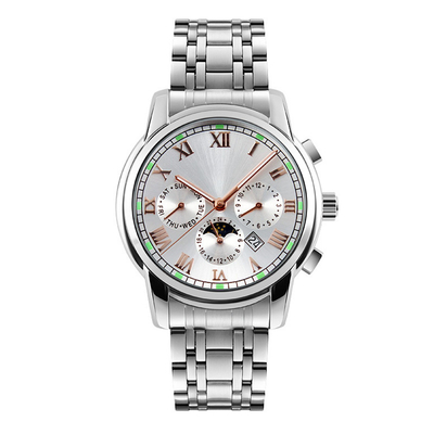 Homens de aço de Roman Numerals Subdial Watch For da correia do negócio clássico