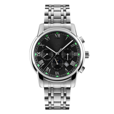 Homens de aço de Roman Numerals Subdial Watch For da correia do negócio clássico