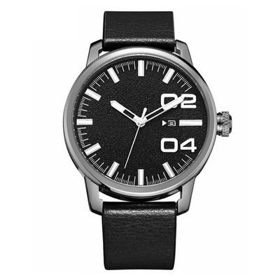 Os homens Pin Buckle Black Casual Watches vestem - o relógio resistente de quartzo da correia de couro