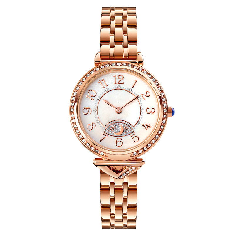 Fita de aço da lua da estrela de Diamond Ladies Quartz Watch Dia 26.5mm do seletor do vintage